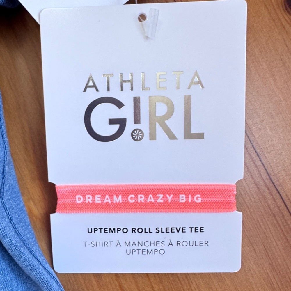 Athleta girl up tempo roll sleeve shirt blue size 6 nwt - Picture 4 of 8